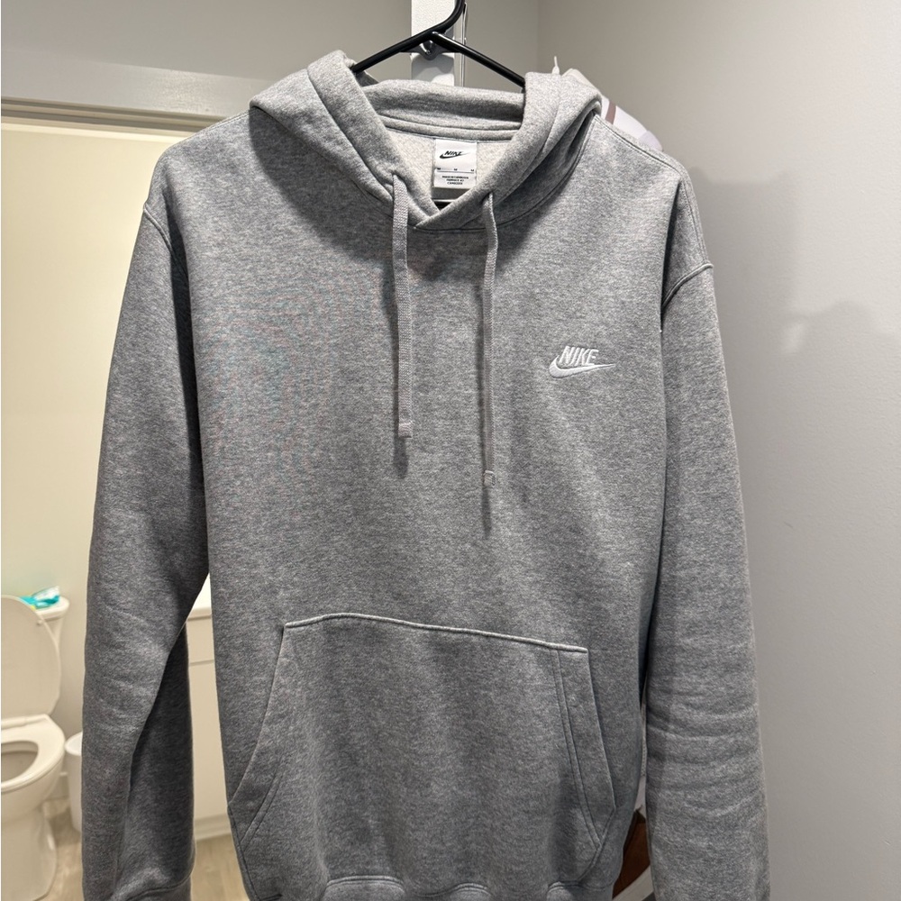 Nike Gray Sweatshirt with Adjustable Hood and Ribbed Cuffs